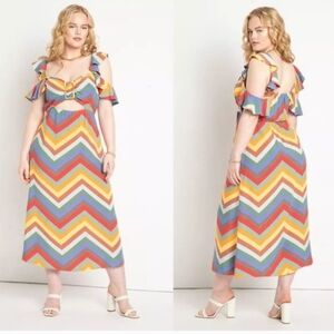 Eloquii Multicolor Chevron Dress